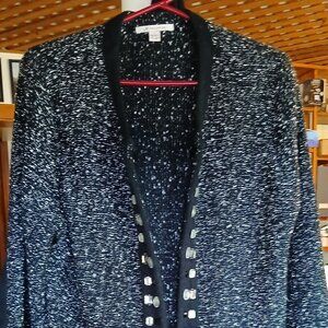 JM Collection Black Open Cardigan with Jeweled Accents 3/4 Sleeves Size XL